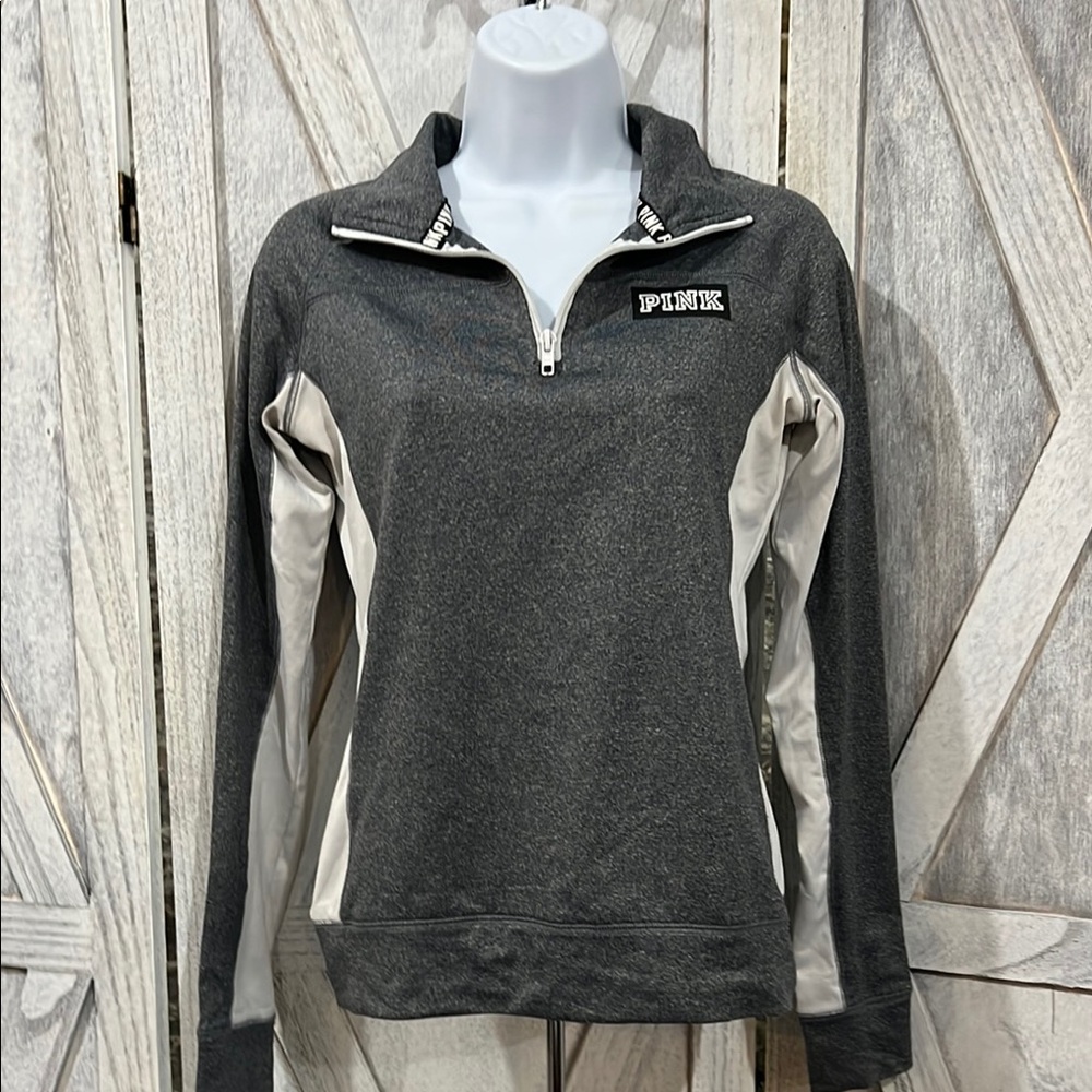 PINK Victoria's Secret Gray Fitted Long Sleeve Hoodie